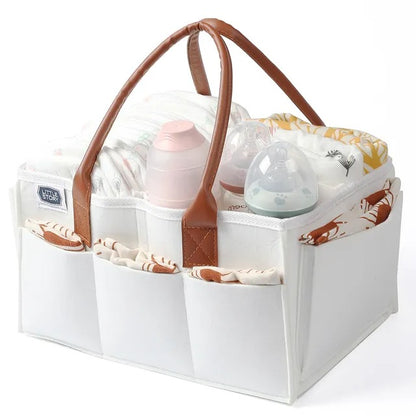 Little Story Diaper Caddy And Travel Pouch Medium – White
