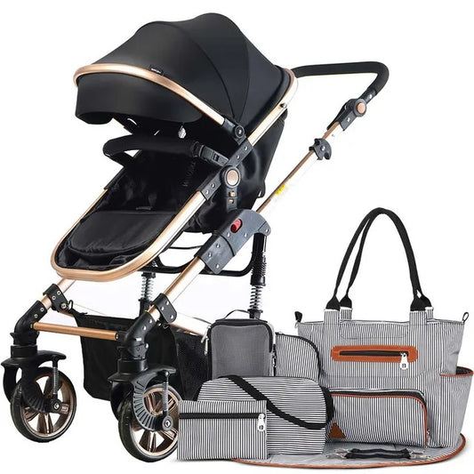 Teknum 3-in-1 Pram Stroller & Diaper Bag Bundle – Black