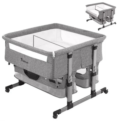 Teknum Twin Bedside Fellow Crib – Grey