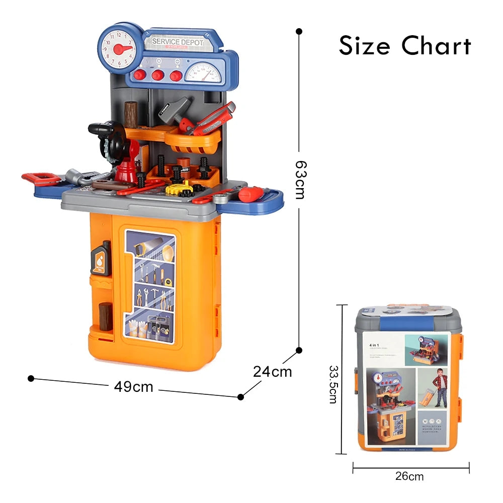 Little Story Role Play Mechanic/Tools Table Toy Set Luggage Case (Yellow, 39pcs)