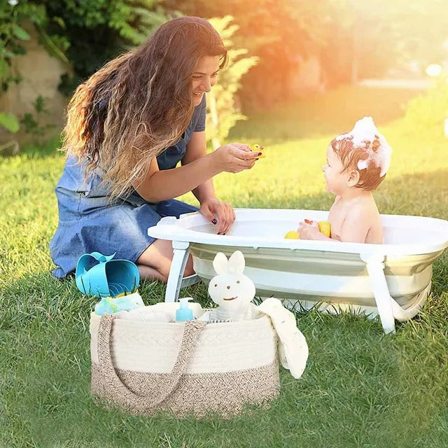 Little Story Cotton Rope Diaper Caddy – Ivory