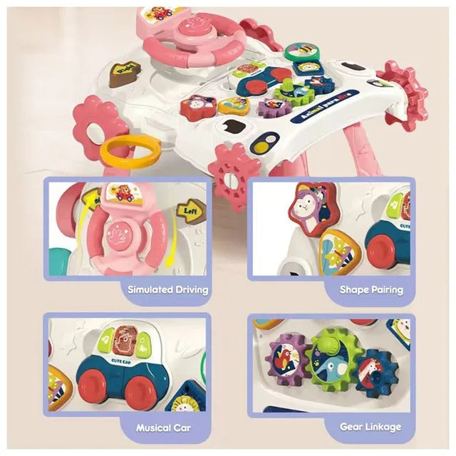 Teknum 5-in-1 Baby Walker With Musical Keyboard – Pink