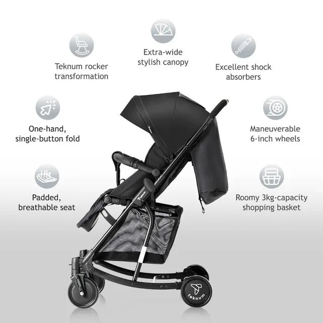 Teknum 2 In 1 Glide Stroller (Black)