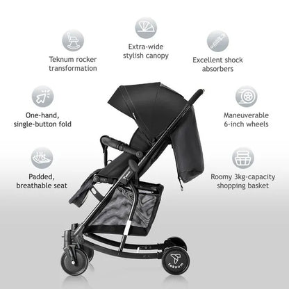 Teknum 2 In 1 Glide Stroller (Black)