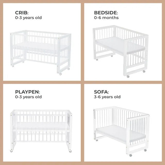 Teknum Prism 4-in-1 Convertible Crib with Mattress – White