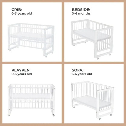 Teknum Prism 4-in-1 Convertible Crib with Mattress – White