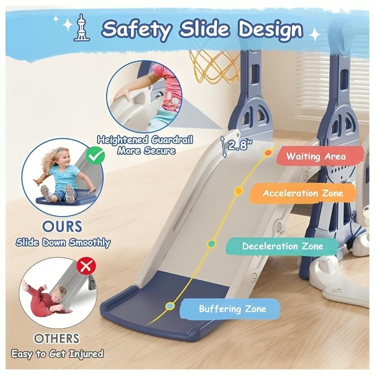 Little Angel Kids Toys Slide & Swing (122 x 98 x 118 cm, Blue).
