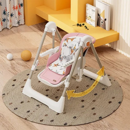 Teknum 5-in-1 Convertible Swing And High Chair – Pink.