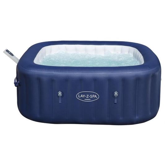 Bestway Lay-Z Spa Hawaii Max Hold Energy Sense Ultra Fit Smart Air Jet 6 Blue Square (71"x71"x28"/1.80mx1.80mx71 Cm)