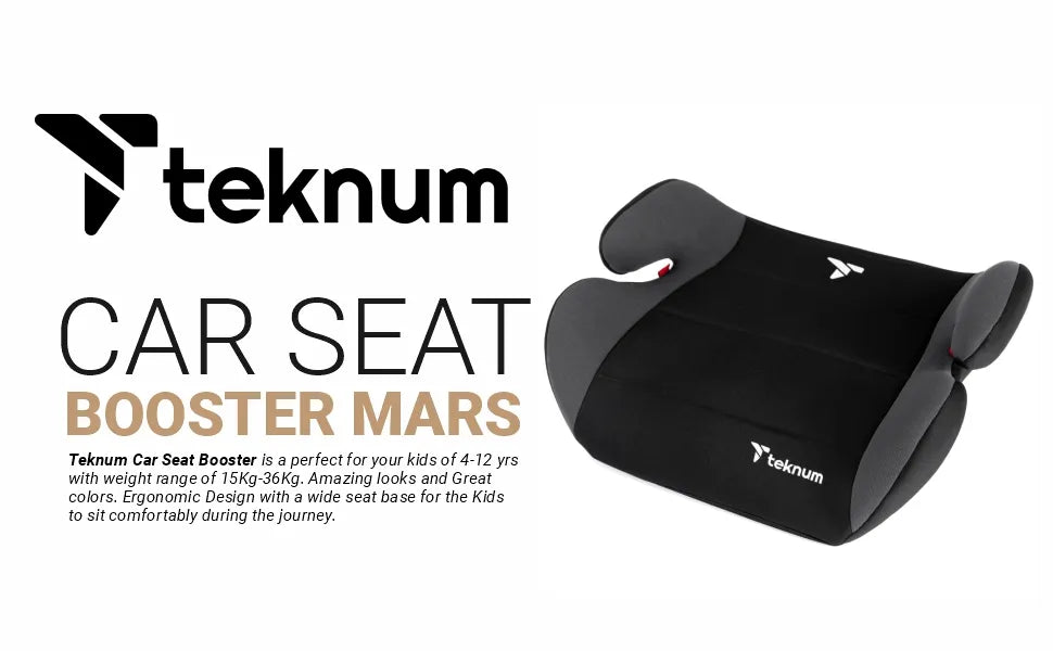 Teknum Car Seat Booster - Pluto (Black, 4-12 Years Old)