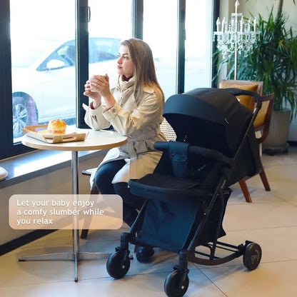 Teknum Stroller with Rocker & Blue Diaper Tote Bag – Black.