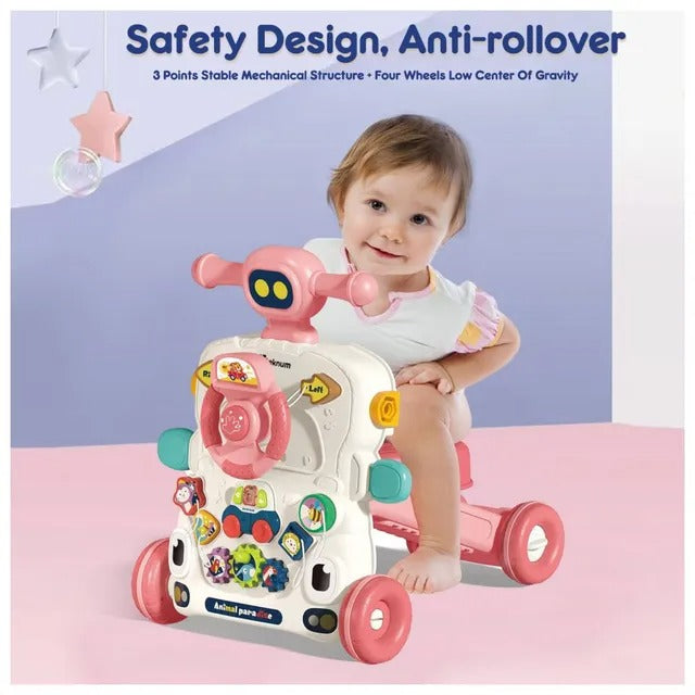 Teknum 5-in-1 Baby Walker With Musical Keyboard – Pink