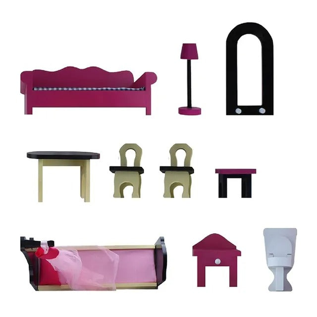 Little Story Wooden Dollhouse Triple Floor Extra Large – Pink