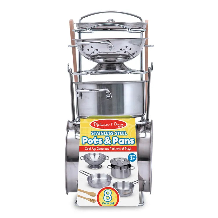 Melissa & Doug Stainless Steel Pots & Pans Play Set