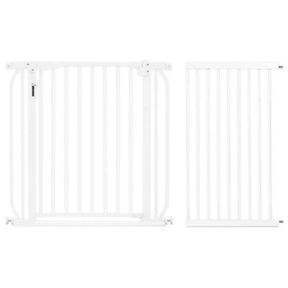 Baby Safe Metal Safety LED Gate with 10cm Extension – White