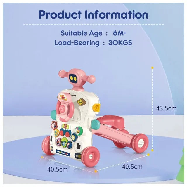 Teknum 5-in-1 Baby Walker With Musical Keyboard – Pink