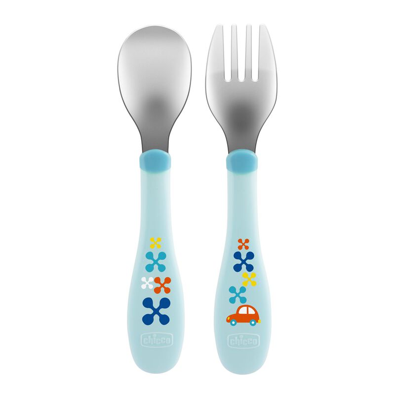 Chicco Stainless Steel Cutlery, Mix & Match, 18m+