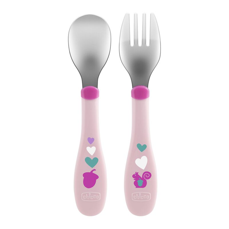 Chicco Stainless Steel Cutlery, Mix & Match, 18m+