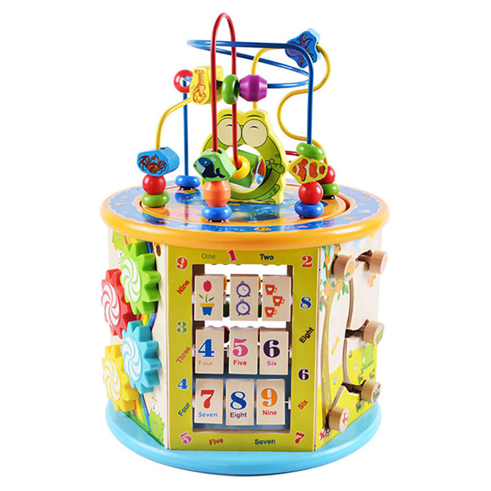 Little Angel Kids Wooden Activity Cube Bead Maze Educational Learning Toy.