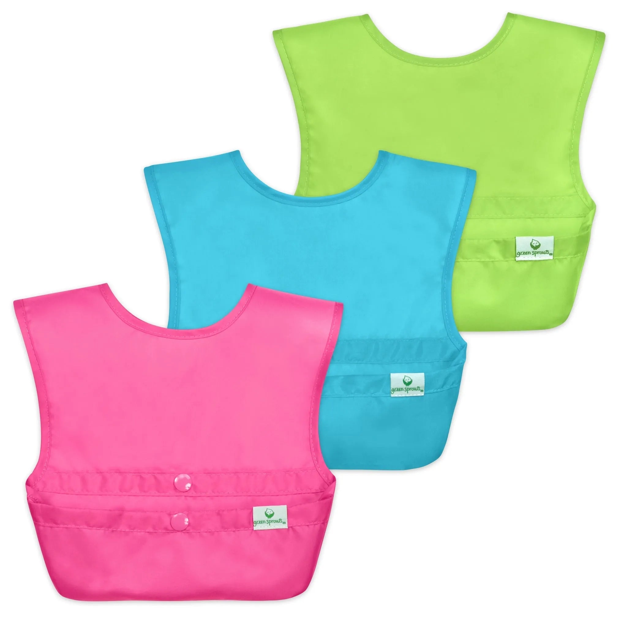 Green Sprouts Snap & Go Easy Wear Bibs - Pack of 3 (9-18 Months+)