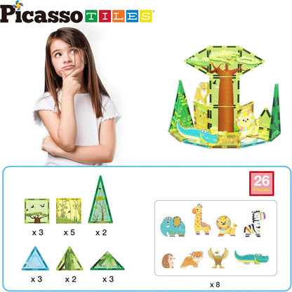 Picasso Magnetic Tiles Safari Set (26 Pcs)