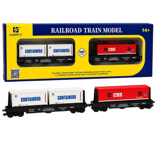 HANFLY - HO Scale Container & CBS Freight Wagon Model Train Set - 2 Pieces