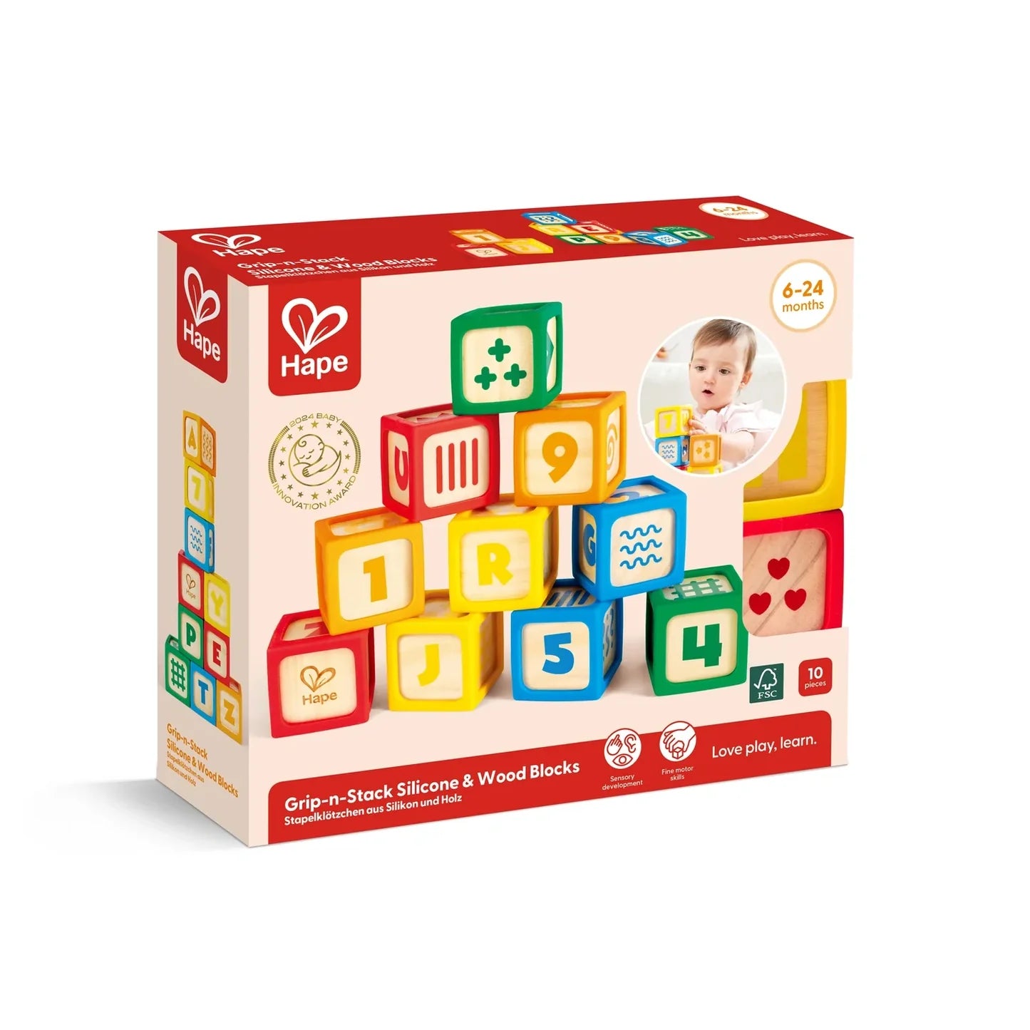 Hape Grip N Stack Silicone & Wood Blocks