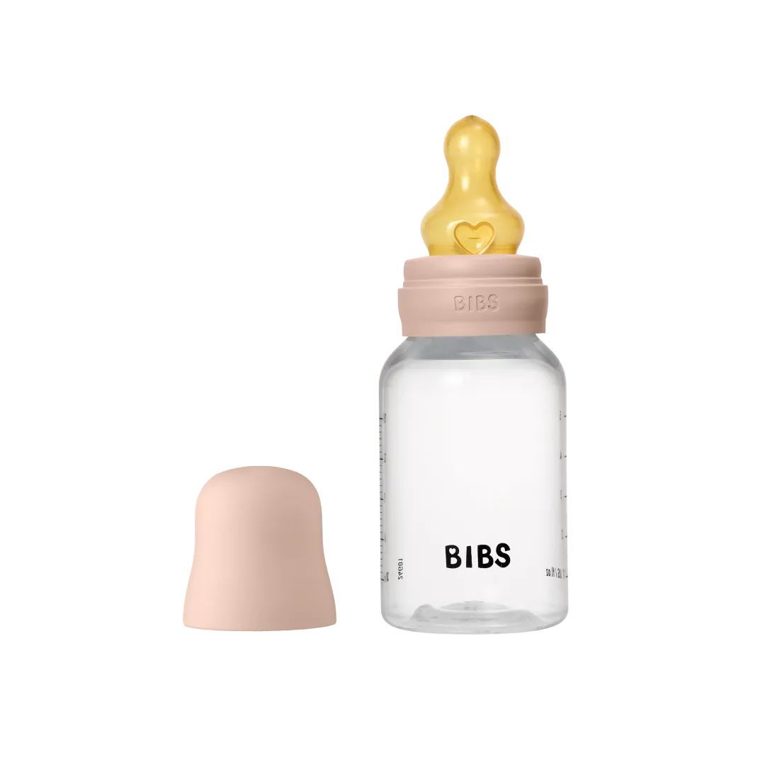 زجاجة رضاعة للأطفال من BIBS بحلمة مستديرة من اللاتكس - تدفّق بطيء (150ml)