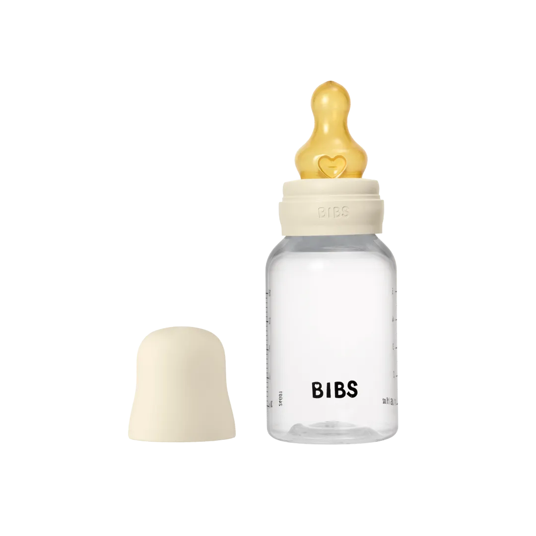 زجاجة رضاعة للأطفال من BIBS بحلمة مستديرة من اللاتكس - تدفّق بطيء (150ml)