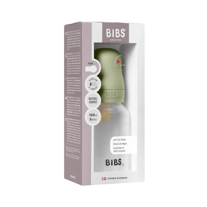 زجاجة رضاعة للأطفال من BIBS بحلمة مستديرة من اللاتكس - تدفّق بطيء (150ml)