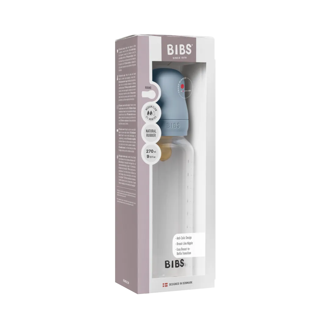 BIBS Baby Bottle Round Nipple Latex - Medium Flow (270ml)