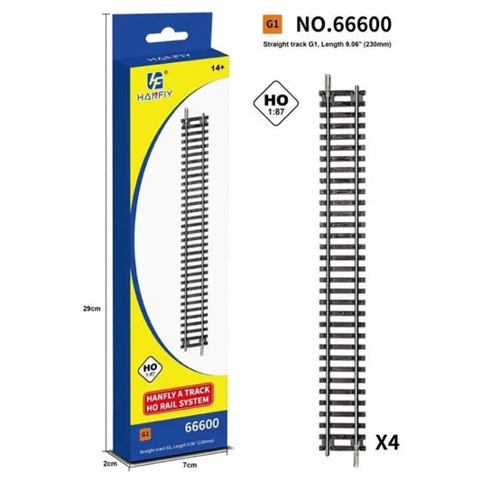HANFIY - HO Scale Straight Railway Track G1 230mm - 4 Pieces
