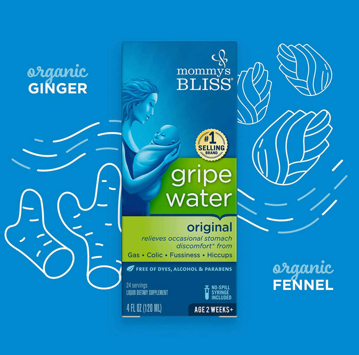 Mommy's Bliss Gripe Water Original, Infant Gas & Colic Relief, Gentle & Safe, 2 Weeks+.