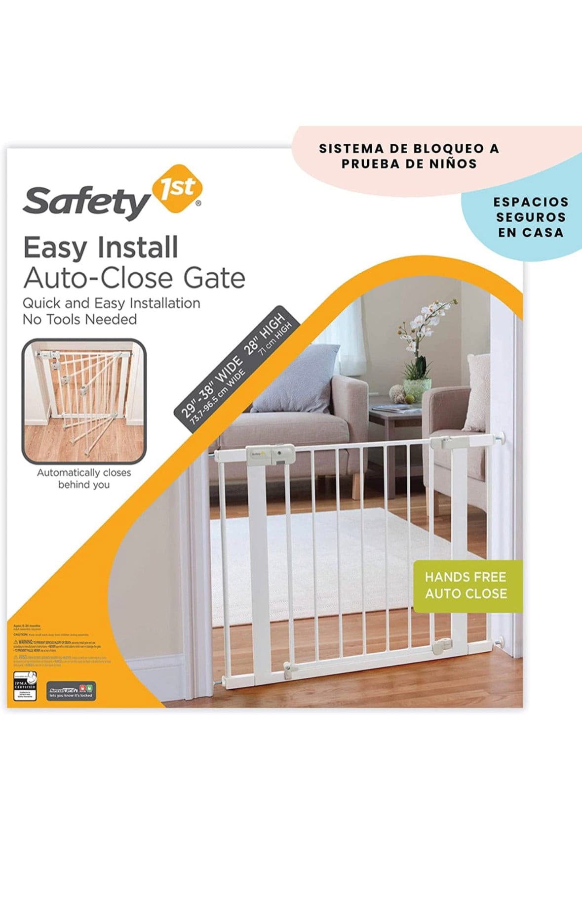 Safety 1St Auto-Close Pressure-Mounted Magnetic Latch Gate.