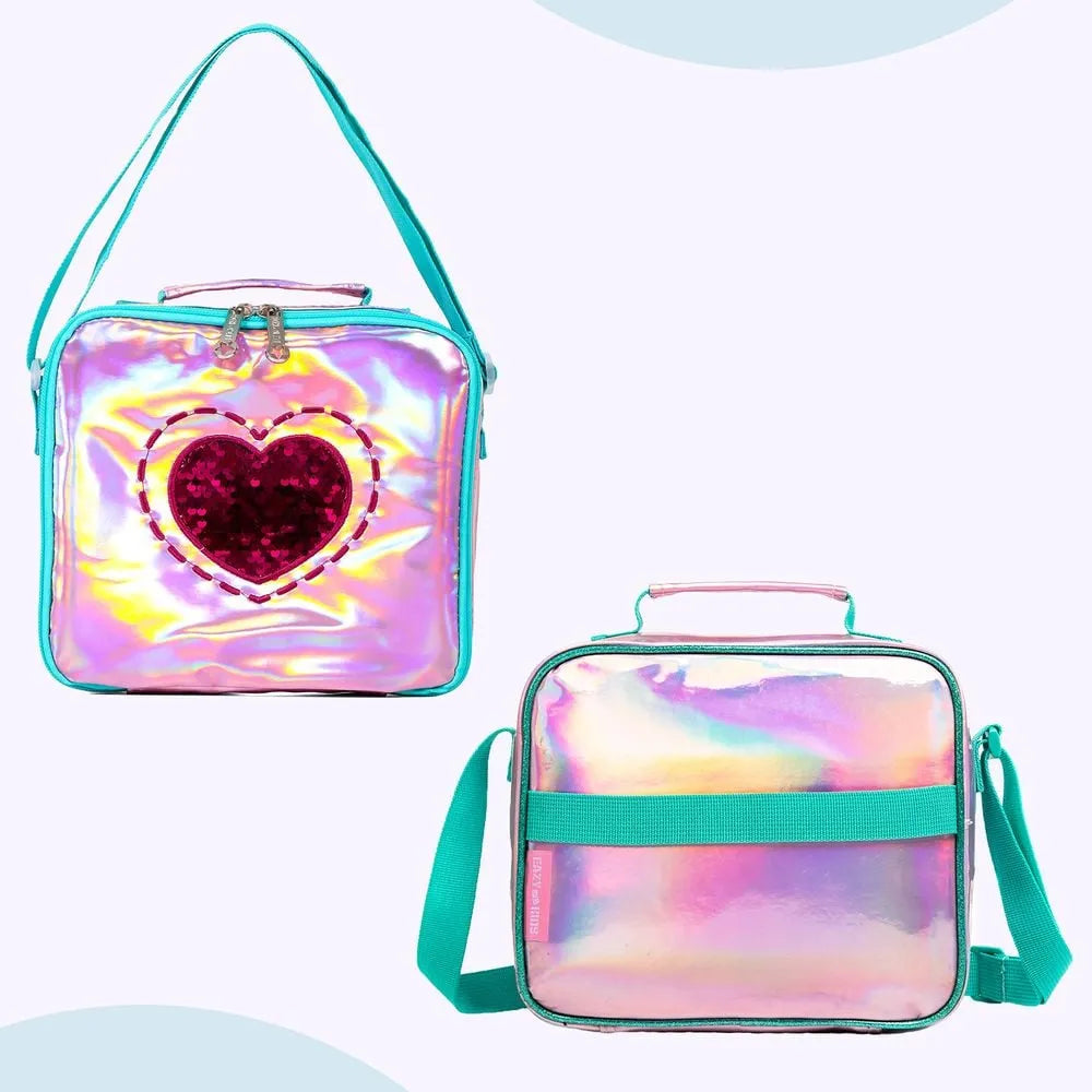 Eazy Kids 17 School Bag Lunch Bag Pencil Case Set of 3 (Mermaid Love Pink)