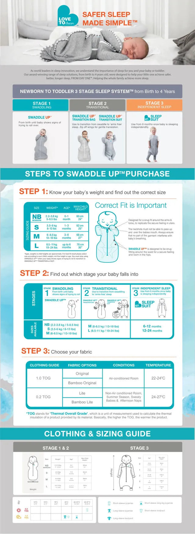Love to Dream Swaddle Up Desco Lite Space 0.2 TOG - Stage 1