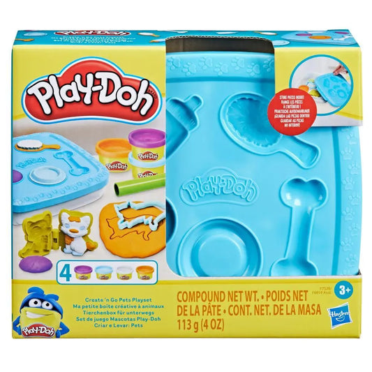 Hasbro Play Doh Create ‘n Go Pets Playset, Play-Doh Set with Storage Container, Arts and Crafts Toys for Kids