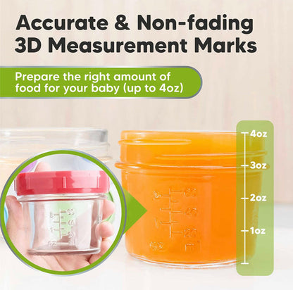 KeaBabies 6-Pack Glass Baby Food Containers - 4 oz.
