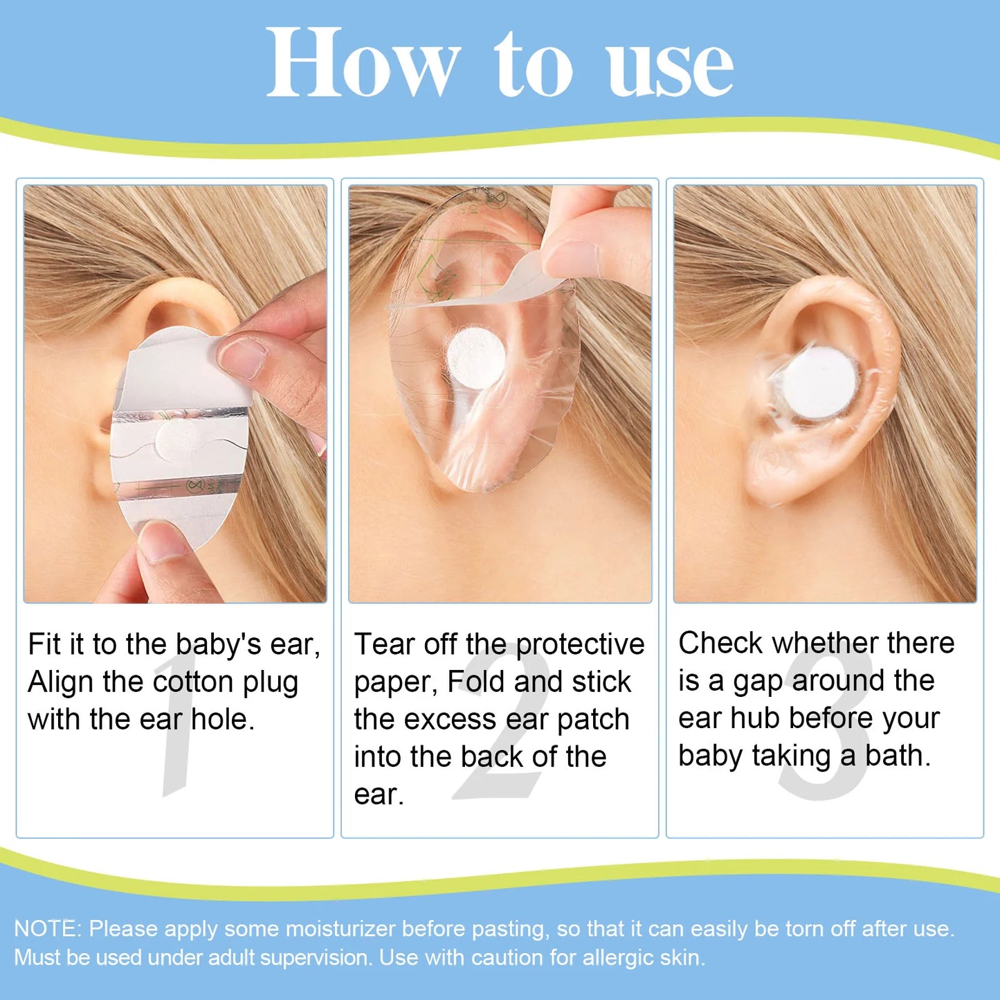 SEFUDUN Ear Covers for Shower 60 pcs ,Waterproof Ear Protector Covers.