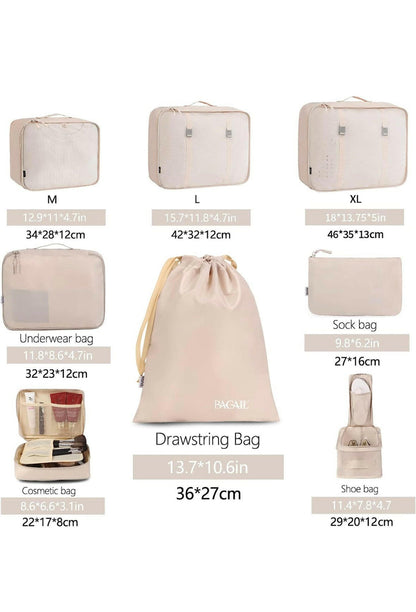 BAGAIL 8 Set Packing Cubes Luggage Packing Organizers for Travel Accessories.