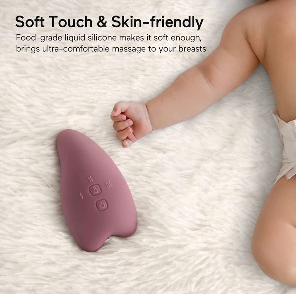Momcozy Warming Lactation Massager 2-in-1, Soft Breast Massager for Breastfeeding, Heat + Vibration Adjustable for Clogged Ducts, Improve Milk Flow.