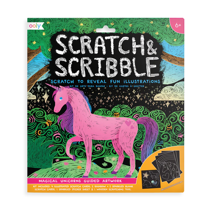 magical unicorn scratch and scribble scratch art kit By Ooly.