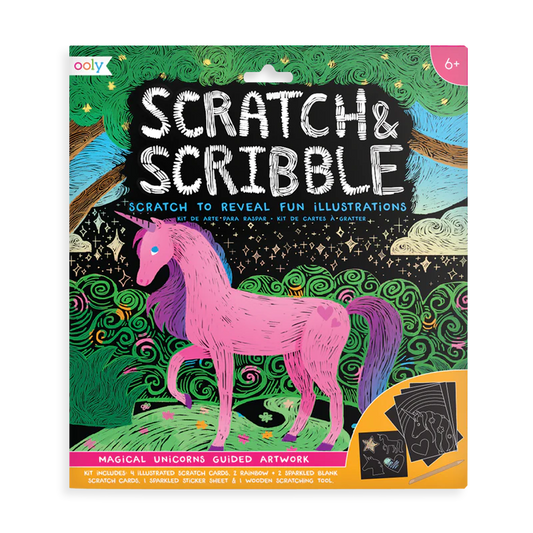 magical unicorn scratch and scribble scratch art kit By Ooly.