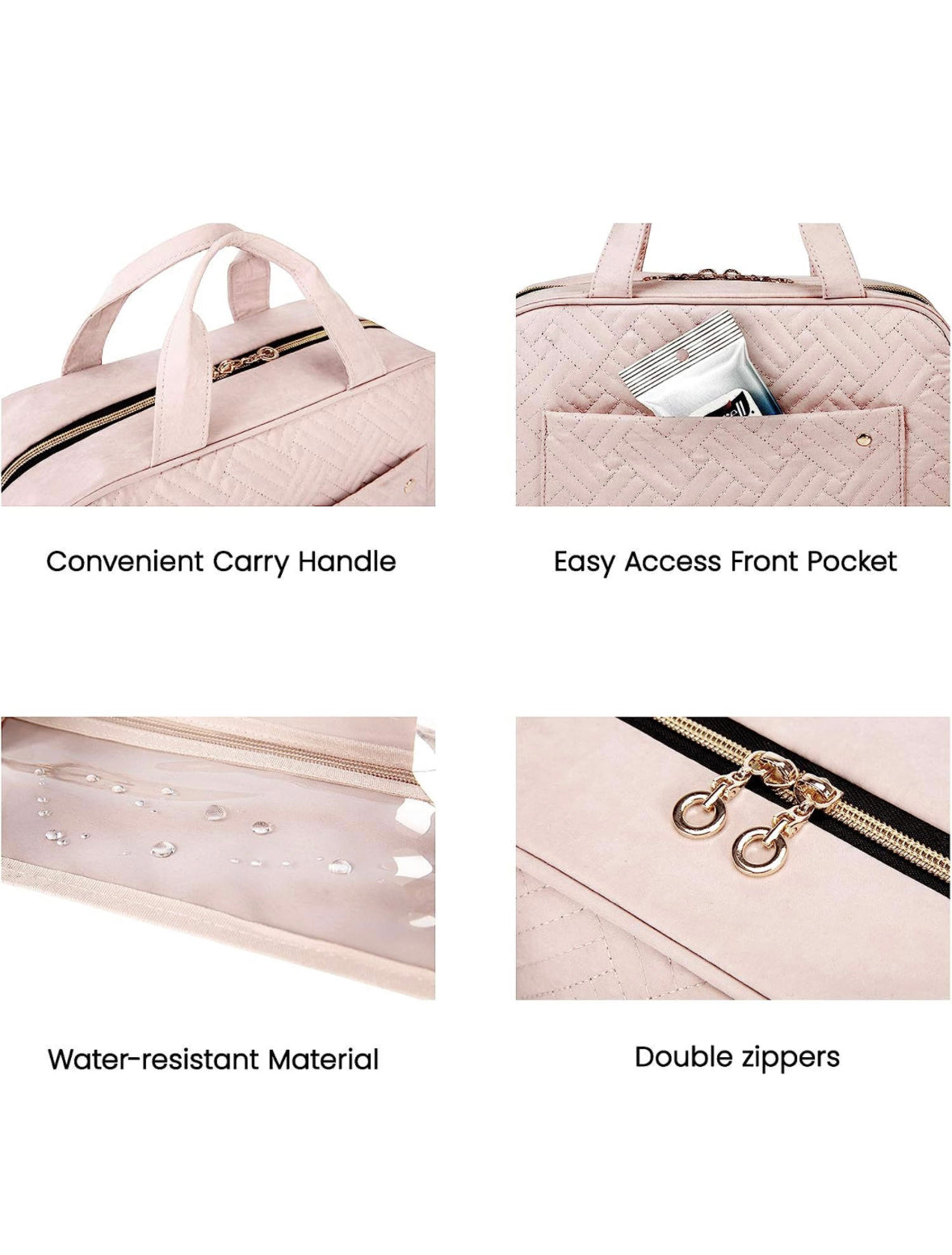 BAGSMART Toiletry Bag Travel Bag with Hanging Hook, Water-resistant Makeup Cosmetic Bag.
