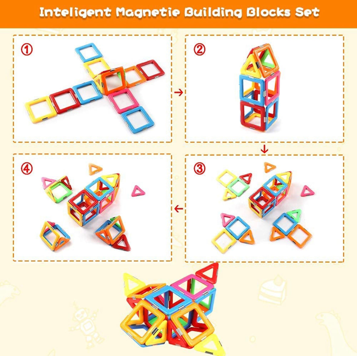 Upgraded Magnetic Blocks Tough Tiles STEM Toys for 3+ Year.