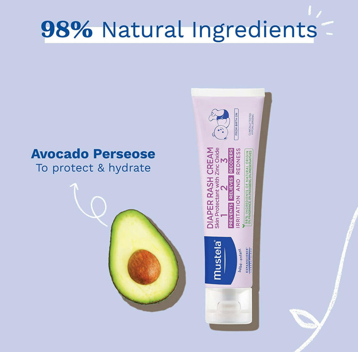 Mustela Baby Diaper Rash Cream, 50 Ml Pack Of 2