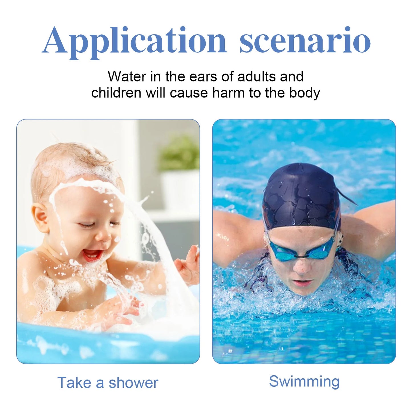 SEFUDUN Ear Covers for Shower 60 pcs ,Waterproof Ear Protector Covers.