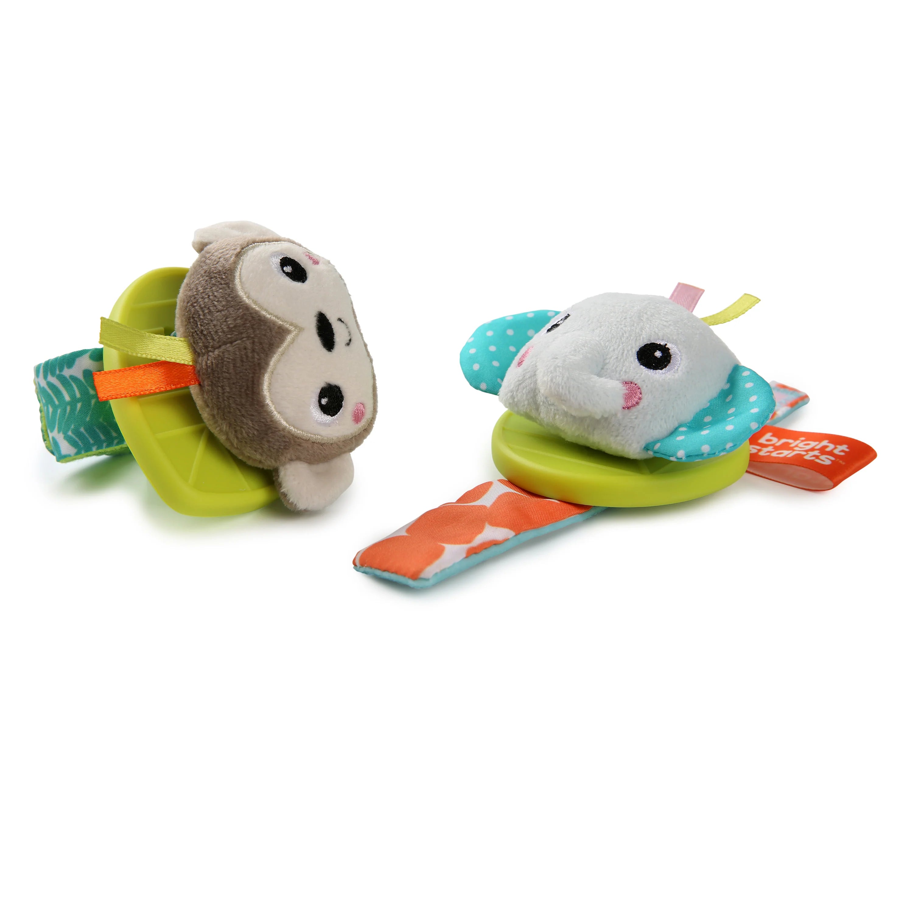 Bright Starts Rattle & Teethe Wrist Pals Toy (Monkey & Elephant)