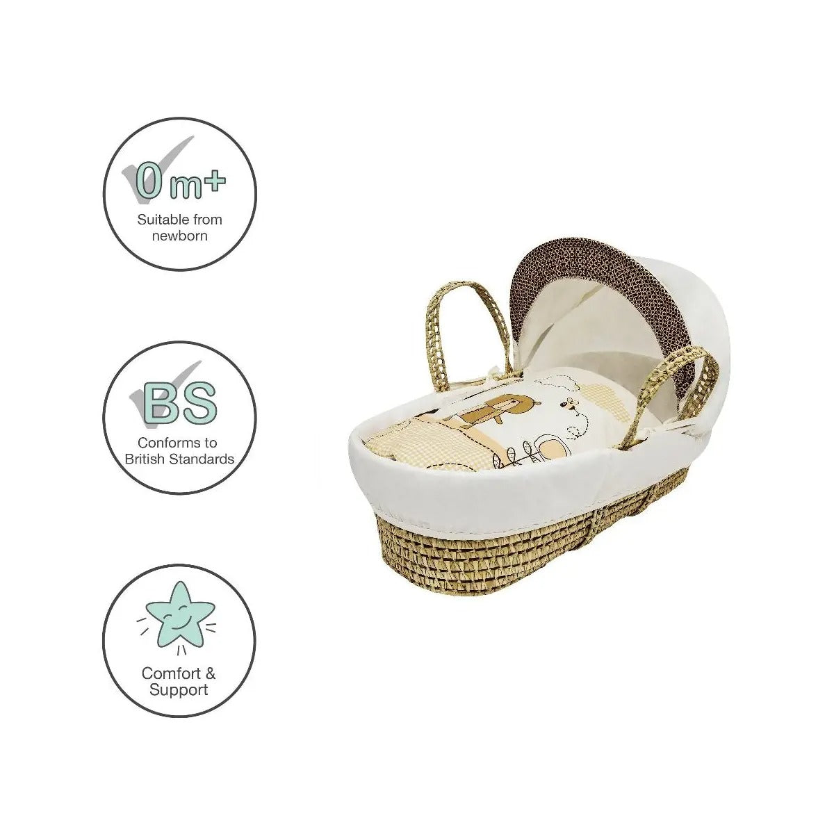 Kinder Valley Ted Adventure Moses Basket with Folding Stand