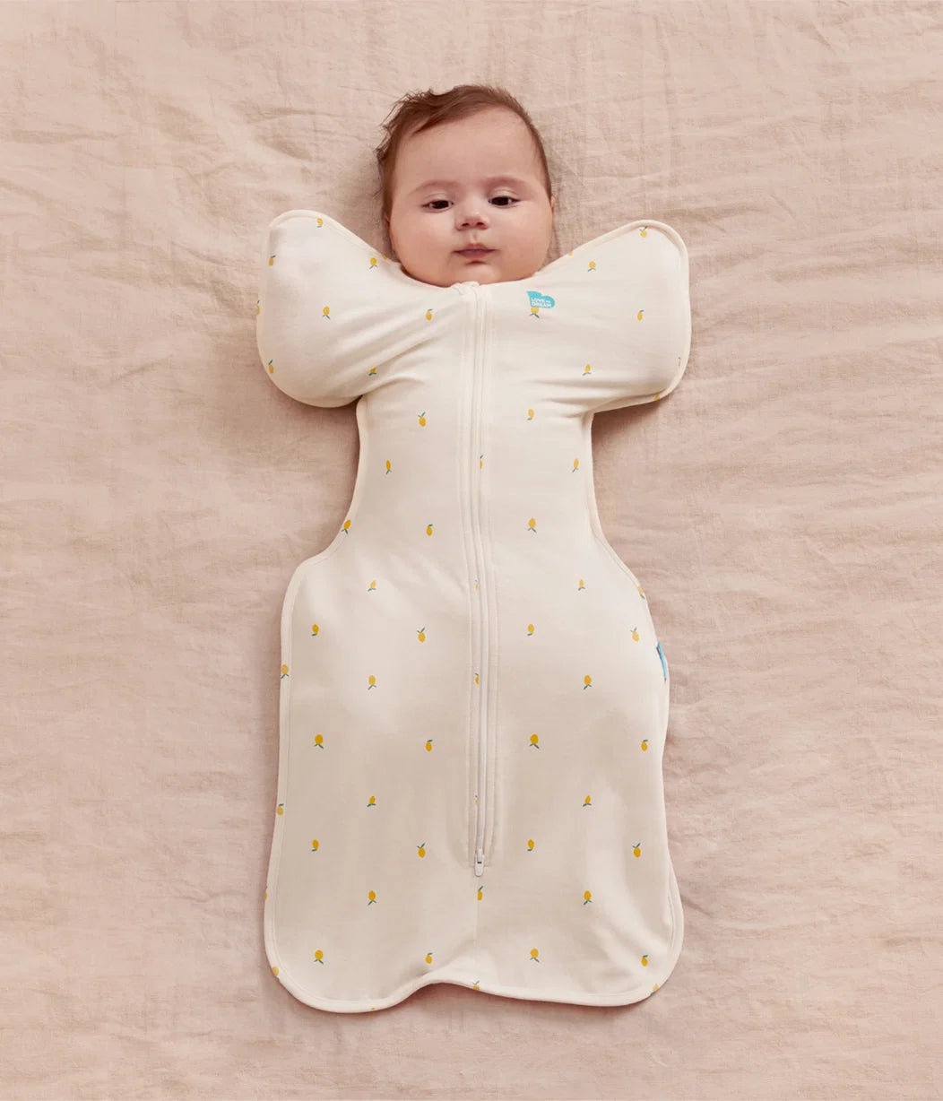 Love To Dream Swaddle UP Stretch Cotton Bamboo (Lemon Cream, 0-3 Months, Small)